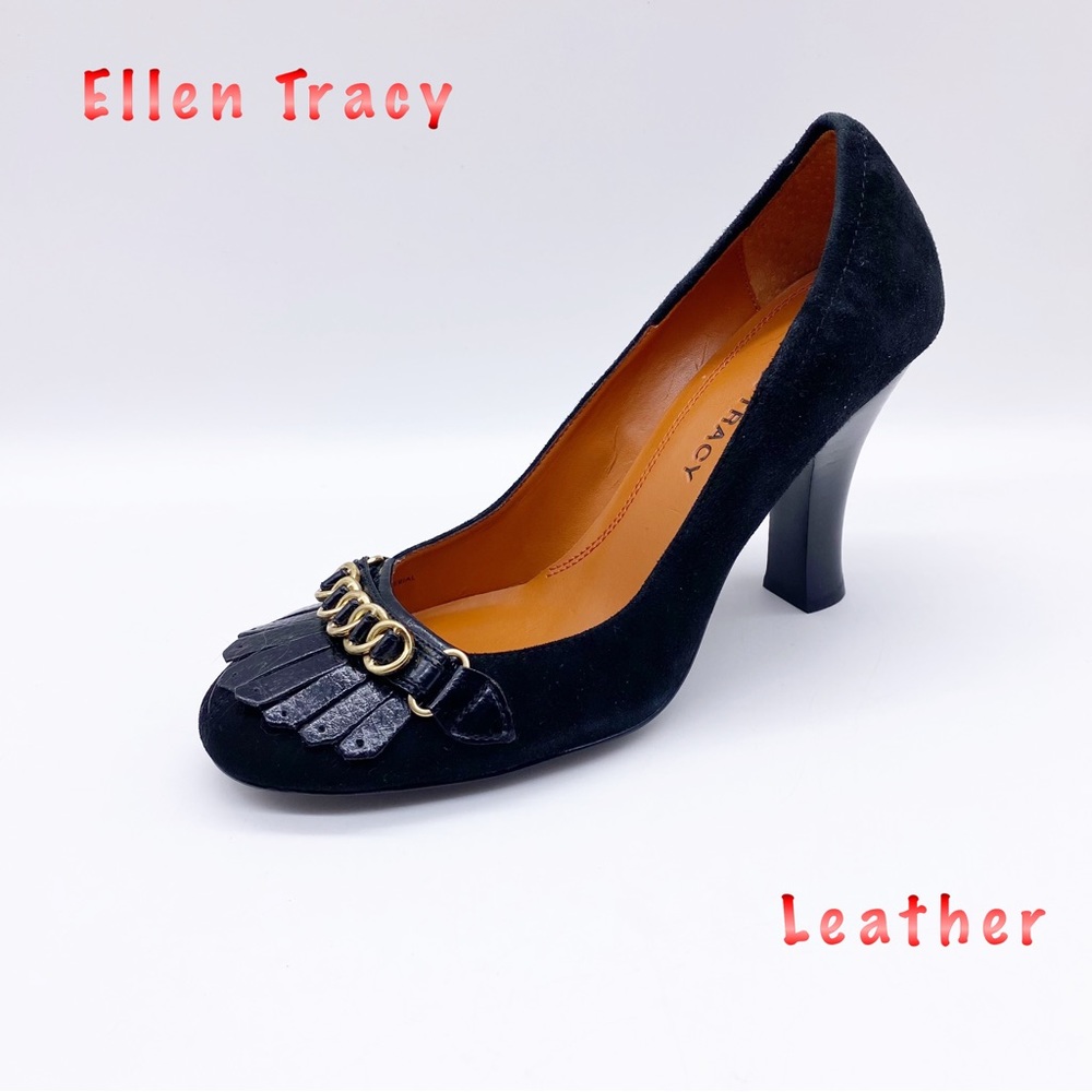Ellen Tracy Black Leather Heels